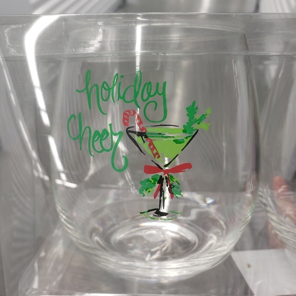 Festive Stemless Wine Glasses (set of 4) - Picture 2 of 6